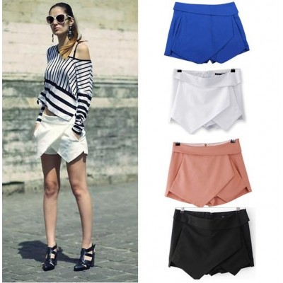 Tiered Shorts Irregular Zipper Trousers Culottes Short Skirt