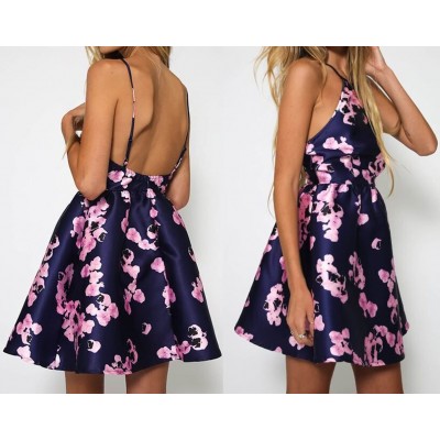 Navy Dress With Floral Print