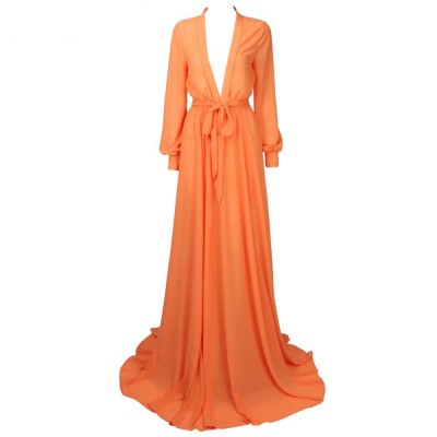 Orange Maxi Elegant Dress Floor Length