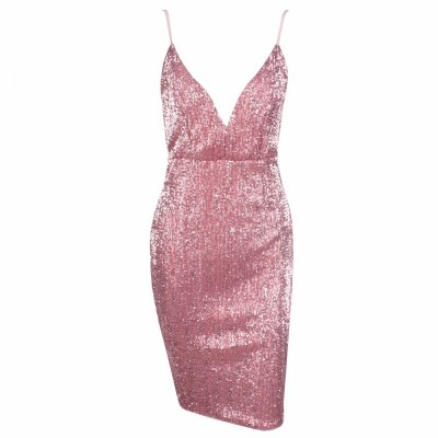 Pink Bodycon Sequins Dress 
