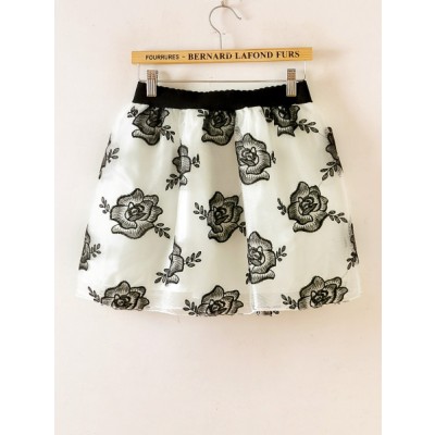 Embroidery Rose Handle Puff Skirt Short Skirt Bust Skirt