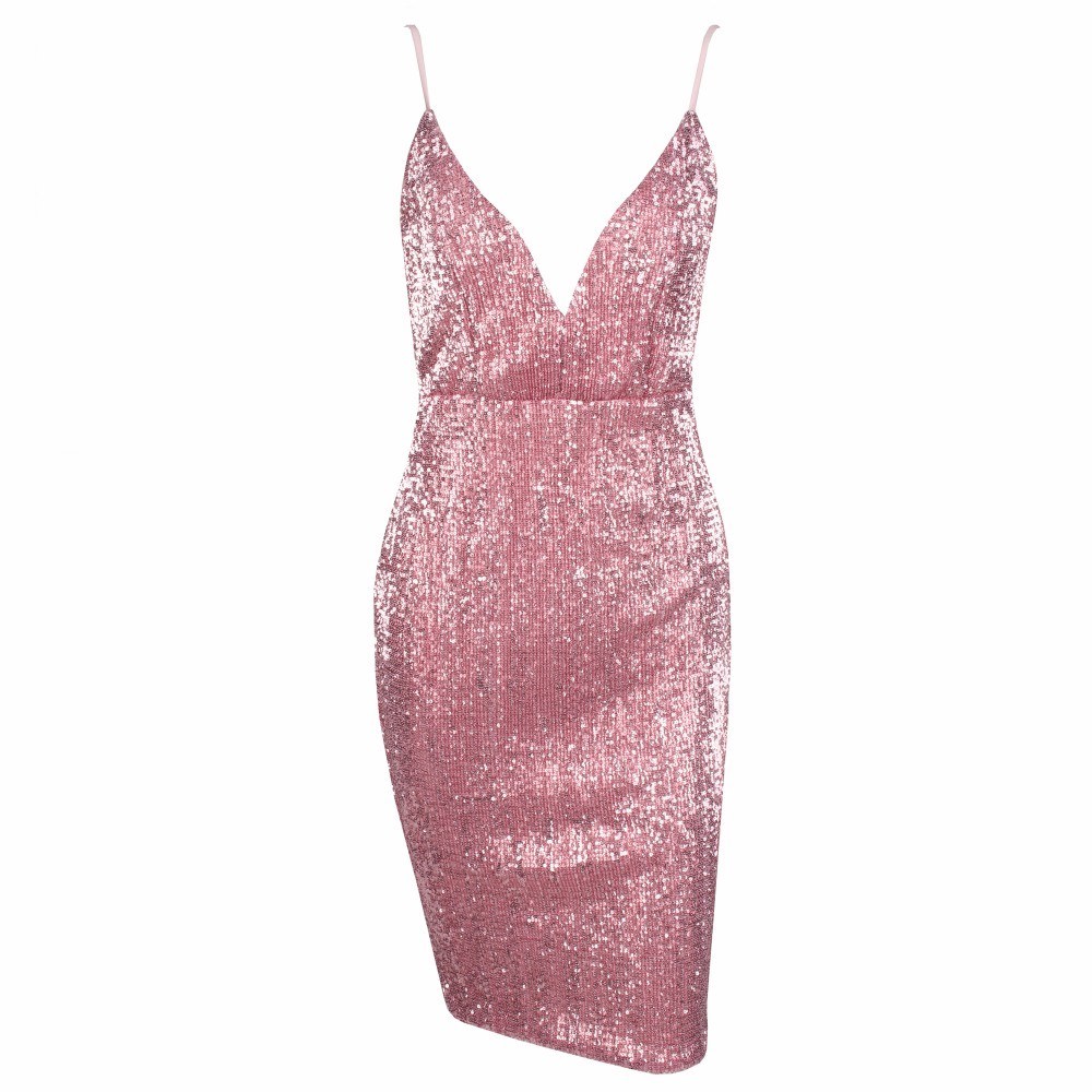 pink and silver sequin dress
