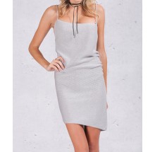 Gray  Adjustable Strap Asymmetrical Bodycon Dress