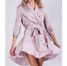 Navy & Purple Silver Elegent Silk Wrap Dress