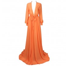 Orange Maxi Elegant Dress Floor Length
