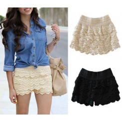 Lace Tiered Short Skirt Pants