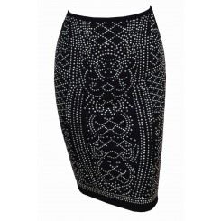 Black Skirt With Silver Stud Detail High Waist 
