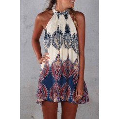 Bohemian Floral High Necked Dress 