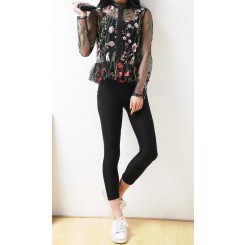Flowers Sheer Embroidered Top