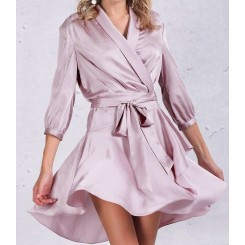Navy & Purple Silver Elegent Silk Wrap Dress