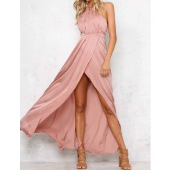 Pink Maxi Slit Elegant  Dress