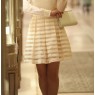 Elegant Style Stripe Ruffle Splicing Skirt