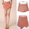  4 Colors Womens Tiered Shorts Irregular Zipper Trousers Culottes Short Skirt 