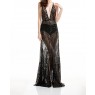 Black Geometry Sequined Maxi Slit Dress
