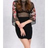 Black Lace Embroidered Rose Sleeve Dress
