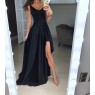 Black Maxi Side Slit Elegant Dress 