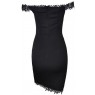 Black V-Neck Floral Stitching Bodycon Dress back