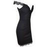 Black V-Neck Floral Stitching Bodycon Dress side
