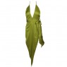 Green Bohemian V-Neck Halter silky Dress