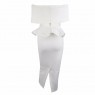 White Off Shoulder Peplum Bodycon Two Pieces Bow Belt Sets