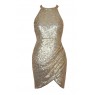 Gold Backless bodycon sequined Dress