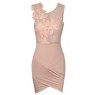 Nude Floral Decor Stitching Cross Bodycon Dress front