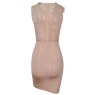 Nude Floral Decor Stitching Cross Bodycon Dress bacl