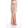 Nude Maxi Slit Elegant Wrap Drape Fishtail Dress