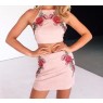 Pink Embroidered Two Piece Rose Set