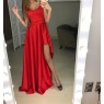 Red Maxi Side Slit Elegant Dress 