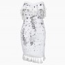 Strapless Silver White Reversible Sequins With Pom Pom Dress