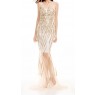 Strapless White Gold Sequin Maxi Mermaid Dress 