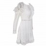 White Criss Cross Lace Long Sleeve Dress