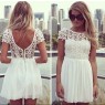 White  Lace Dress Rounded neckline with opening in the back