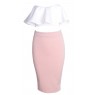 White Peplum Crop Top With Bandage Midi Skirt Set