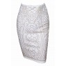 White Skirt With Gold Stud Detail High Waist 