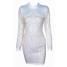 White Stud Detail High Neck Mini Dress