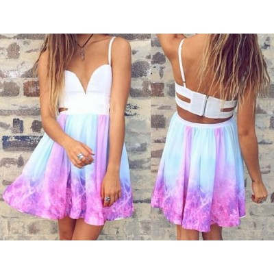 Galaxy cut out abstract print dress