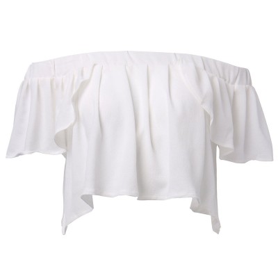 White Elegant Off-Shoulder Sleeves Blouse