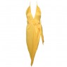 Yellow Bohemian V-Neck Halter silky Dress