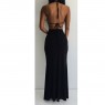 Boho Black Lace Maxi Slit Dress back