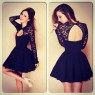 Black Hoco Dress‬‏ Lace Elegant Dress