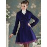  Coat Charm Blue Purple Yarn Big skirt Wool Coat 