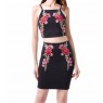 Black Embroidered Two Piece Rose Set