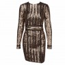 Gold Striped Sequined Bodycon Dress