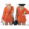 Shorts Top Set With Slit Sleeve orange 