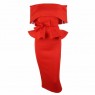 Red Off Shoulder Peplum Bodycon Two Pieces Bow Belt Sets