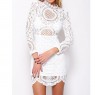 White Flower Lace High Necked Dress